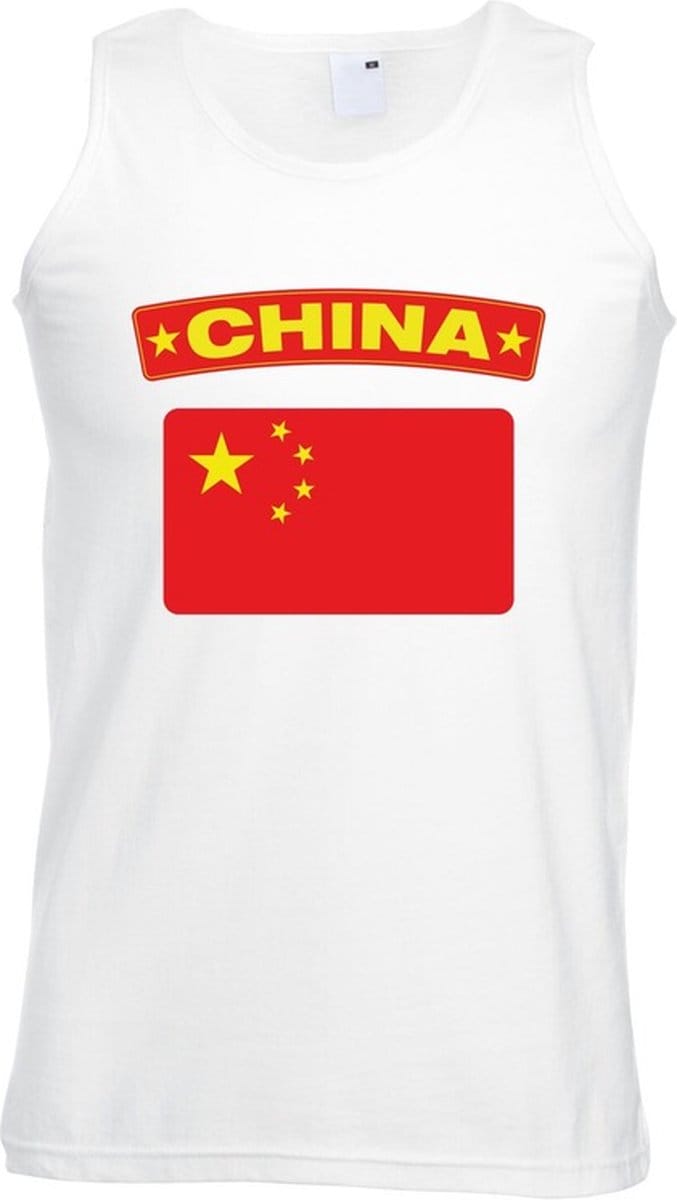 China singlet shirt/ tanktop met Chinese vlag wit heren M