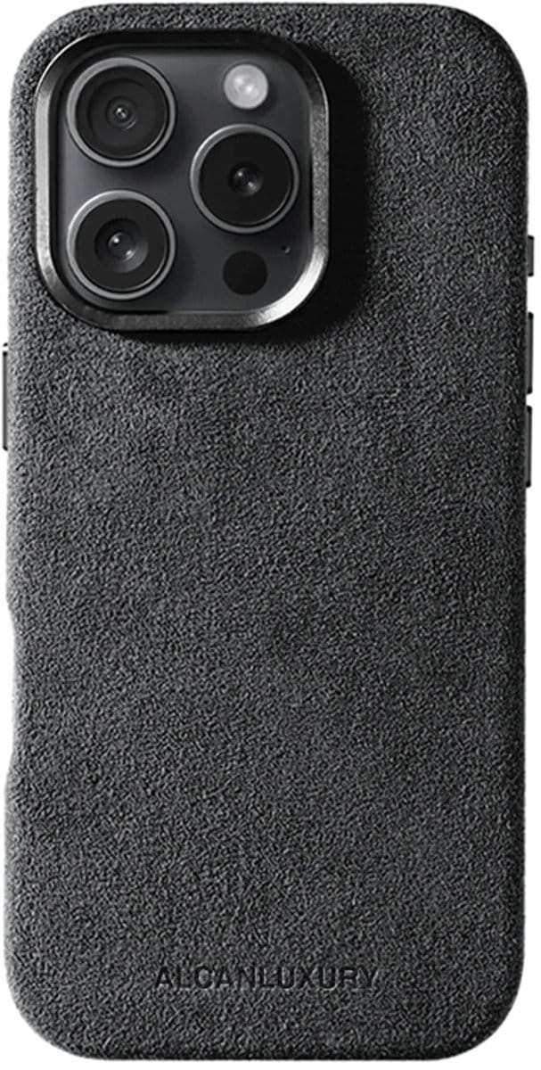 Alcanluxury Alcantara telefoonhoesje geschikt voor Apple iPhone 16 Pro Max - Space Grey