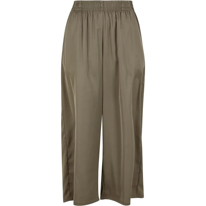 Urban Classics - Satin Wide Leg Culotte - S - Olijfgroen