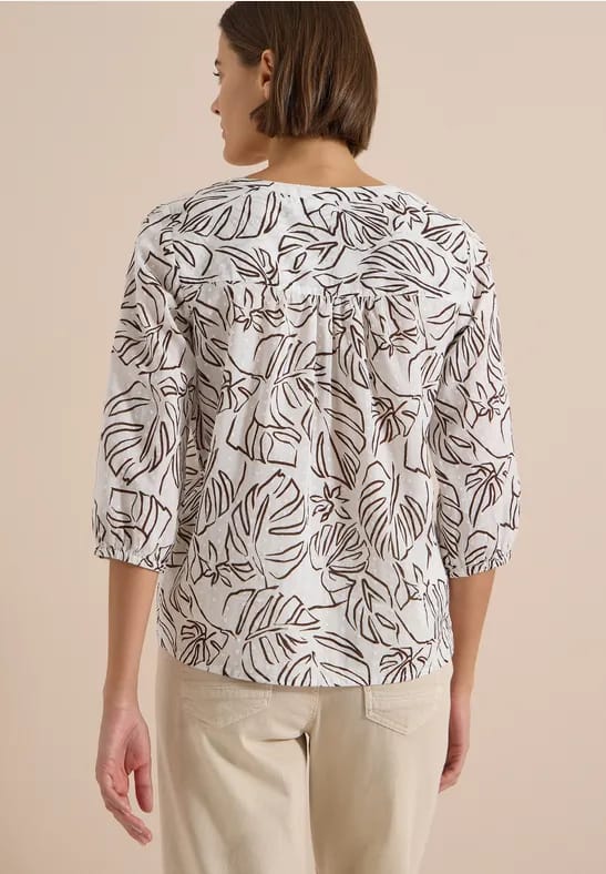Tuniek met 3/4-mouwen en bladprint