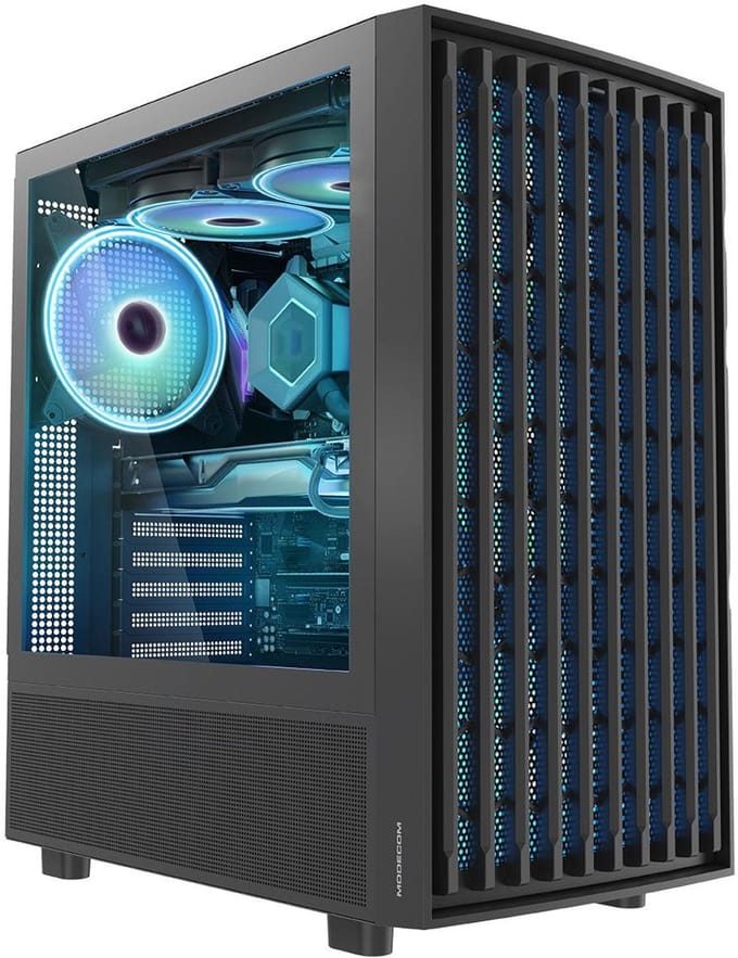 MODECOM BREEZE ARGB FLOW Serie - Midi Tower Behuizing - USB Type-C - Zwart - Gehard Glas