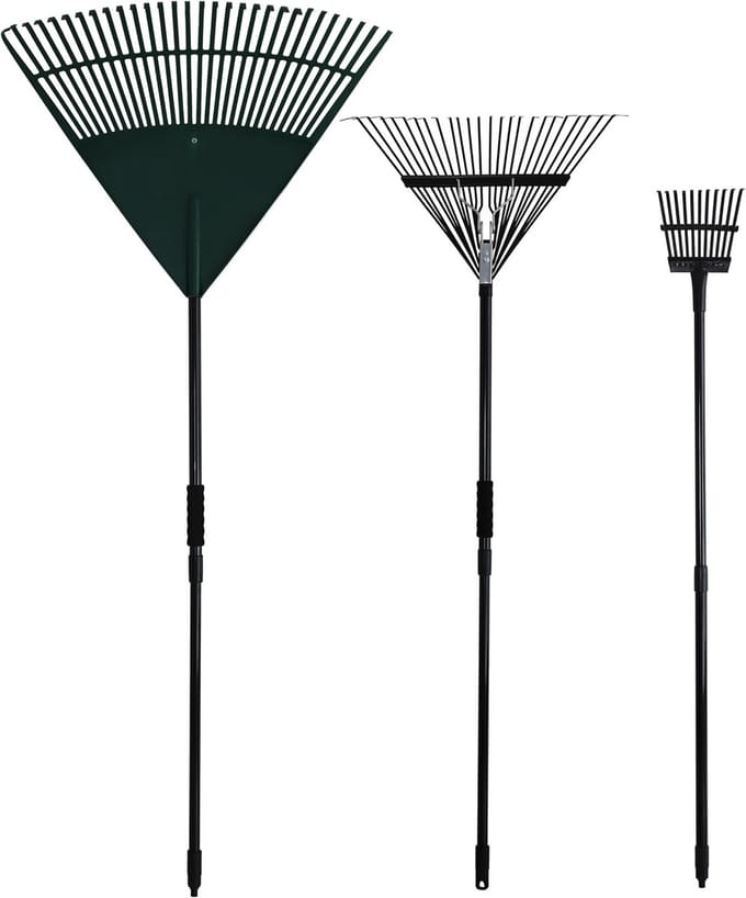 Bladhark Tuin - Hark Gras - Bladeren Verzamelen - Verstelbare Steel - 152 cm Lengte