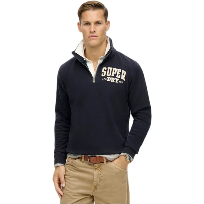 Printed Long Sleeve Cotton Sweatshirt - Blue