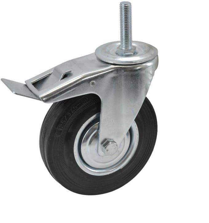 Awtools - Zwenkwiel met Rem - 125mm - Staal - Rubber