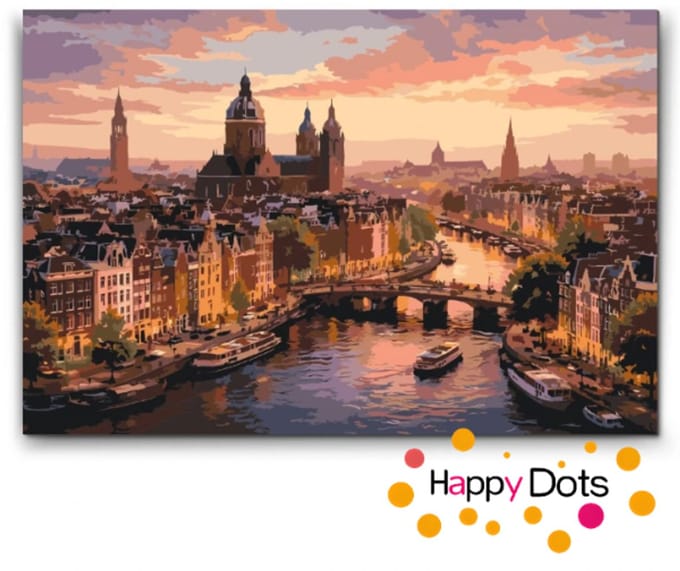 Schilderen op nummer Skyline Amsterdam 40x60cm (HappyDots)
