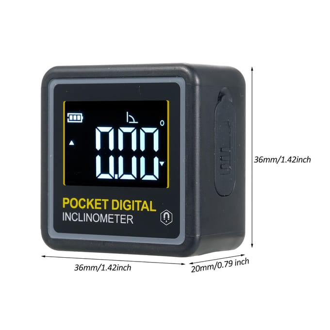 4 x 90 graden draagbare digitale inclinometer LCD-achtergrondverlichting digitale gradenboog hellingmeter digitale hoek zwart