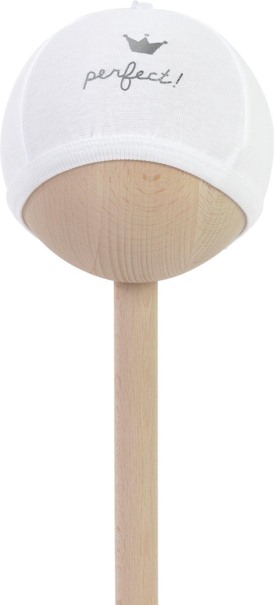 BAMBAM Babymutsje "perfect!" - Wit - Baby cadeau