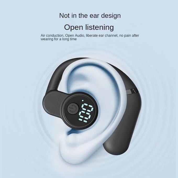 Bluetooth 5.4 Draadloze Oortelefoon Koptelefoon Oorhaak HiFi Stereo Geluidsreducerende Headset Waterdichte Earbud voor Huawei iPhone black