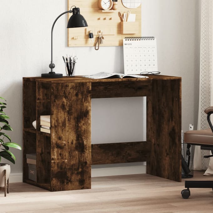 vidaXL - Bureau - 102x50x75 - cm - bewerkt - hout - gerookt - eikenkleurig