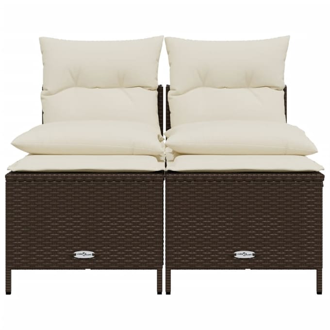 vidaXL - 4-delige - Loungeset - met - kussens - poly - rattan - bruin