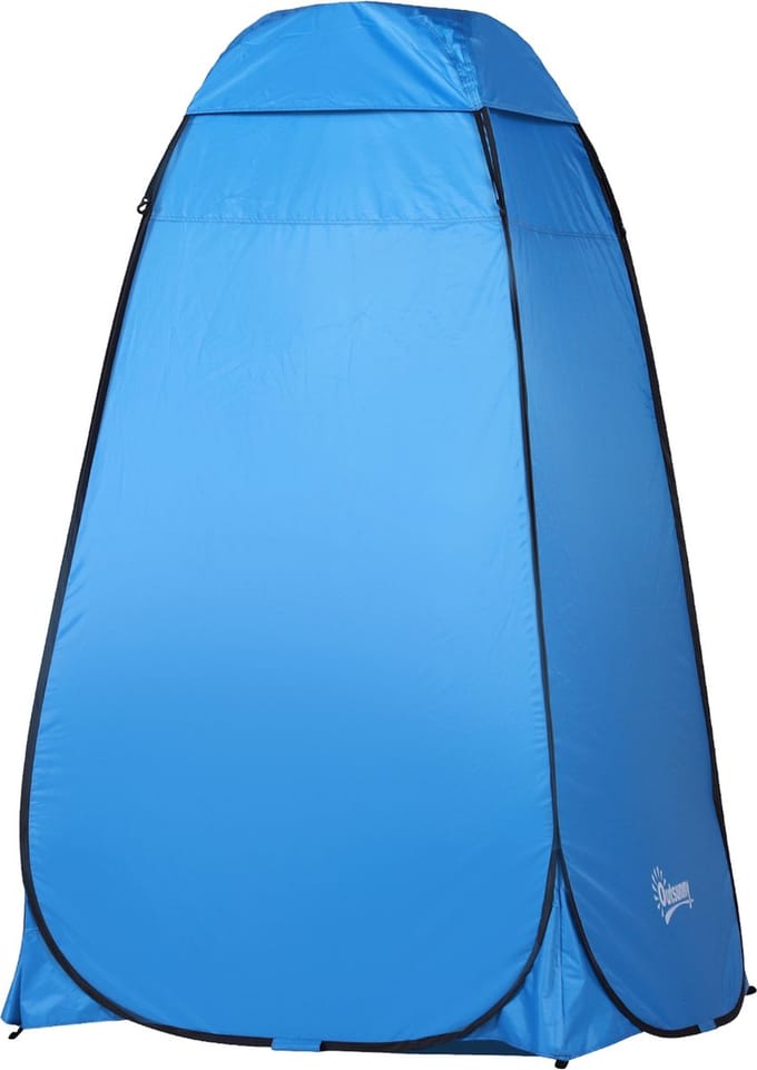 Outsunny Pop-up toilettent camping douchetent omkleedtent binnentas polyester blauw A20-134