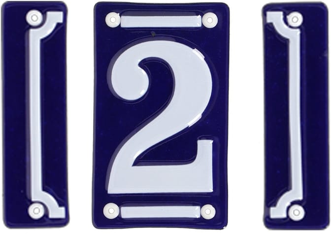 Best for Boots huisnummer 2 - met sierrand - Oudhollands - emaille - blauw/wit