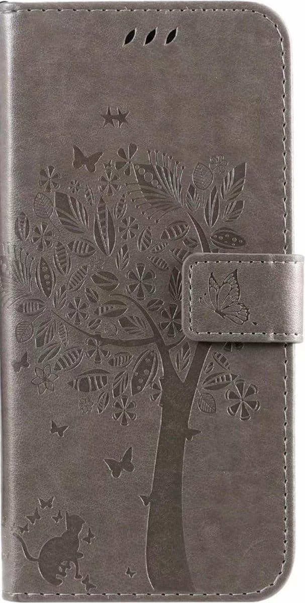 Geschikt voor Samsung Galaxy Note 10 Lite Bookcase - Grijs - Bloemen - Portemonnee Hoesje