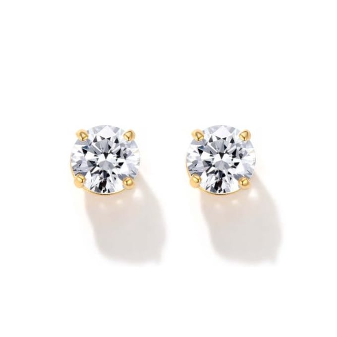 Golden Solitaire Earrings 4mm Gold 18K