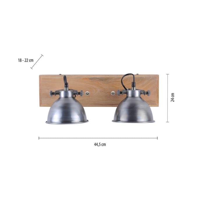 JUST LIGHT. GmbH Plafondlamp Samia, 2-lamps, mangohout, ijzer