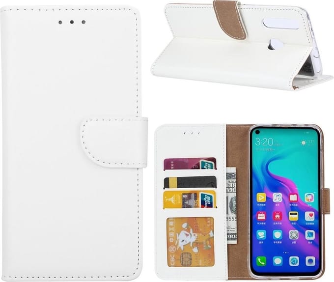 Bookcase Geschikt voor: Huawei Nova 4 - Wit- portemonnee hoesje