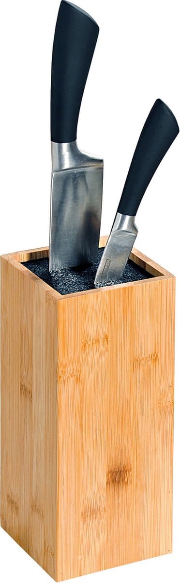 Kesper Keuken messenblok - Bamboe - 10 x 10 x 23 cm - lichtbruin - universele houder