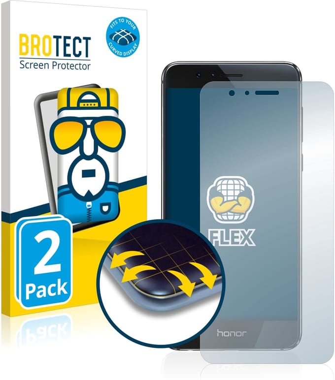 BROTECT - Screenprotector voor Honor 8 - Folie Beschermfolie transparant volledig dekking - 2 Stuks