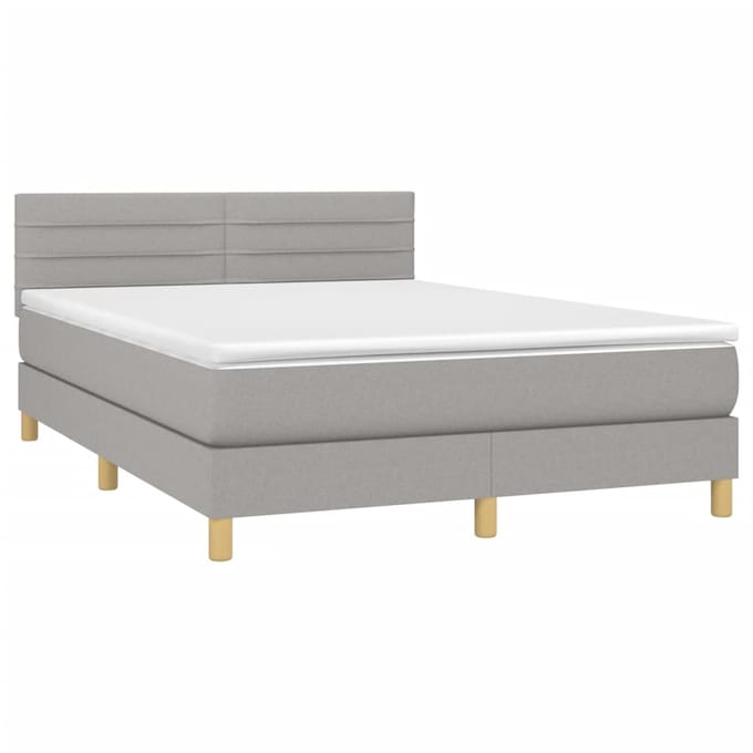vidaXL - Boxspring - met - matras - stof - lichtgrijs - 140x200 - cm