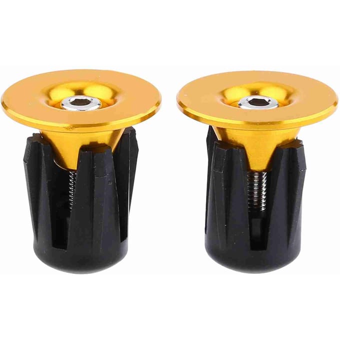 2 pièces Coloré Aluminium Vélo Guidon Poignées Embouts Bouchons Accessoire Vélo Gold beige