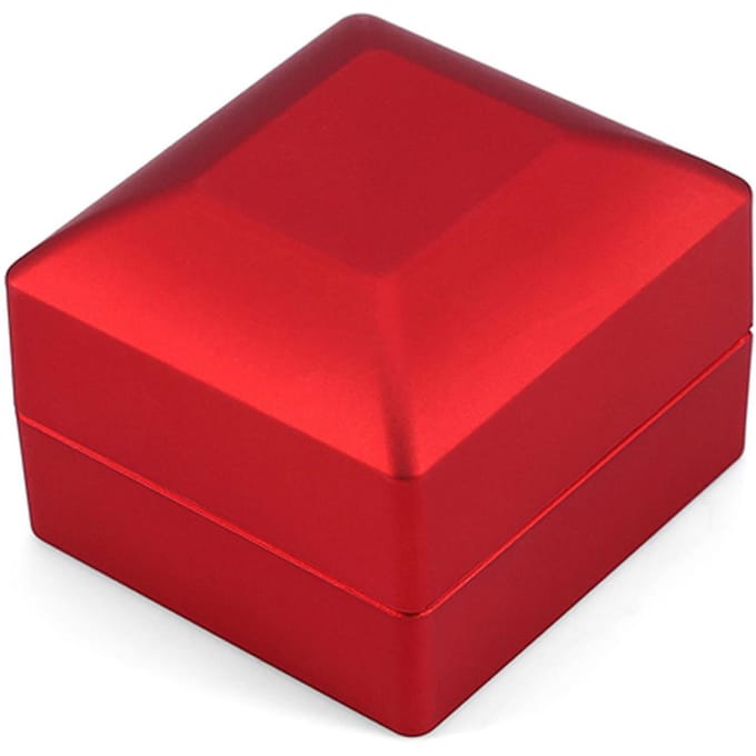 Modieus LED Verlichte Ring Opbergdoos Sieraden Display Case Cadeau Rood red