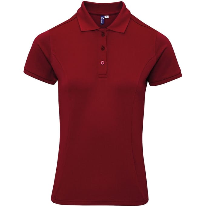 Premier Dames/dames Coolchecker Plus Piqu Polo met CoolPlus (Bourgondië)