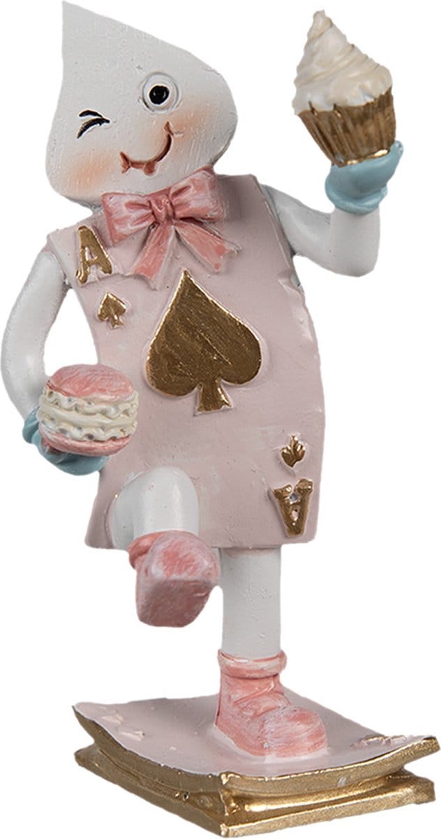 Clayre & Eef Decoratie Beeld Poppetje Cupcake 9 cm Roze Polyresin