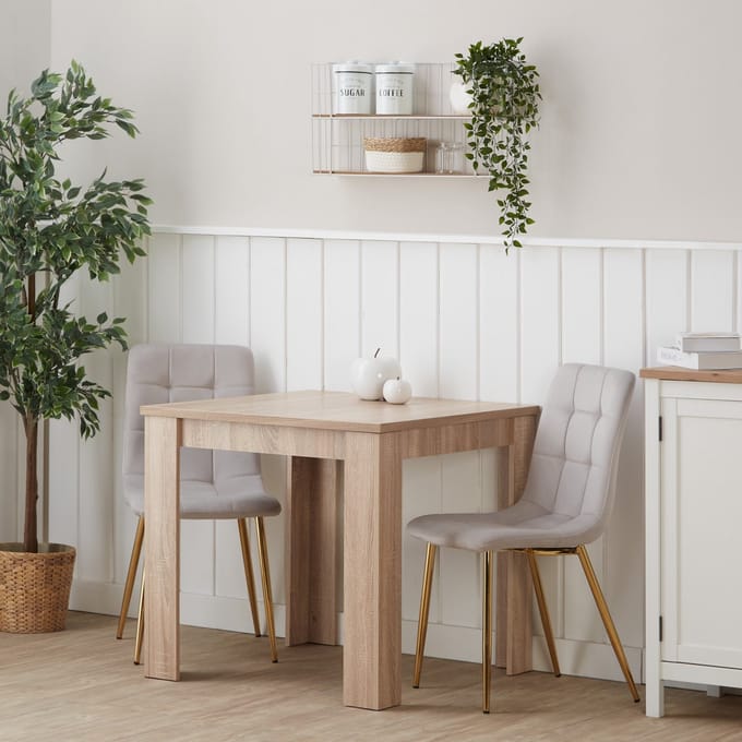 Homestyle4u Eethoeken - 80x80 cm - met 2 stoelen - Lichtgrijs - Eettafel