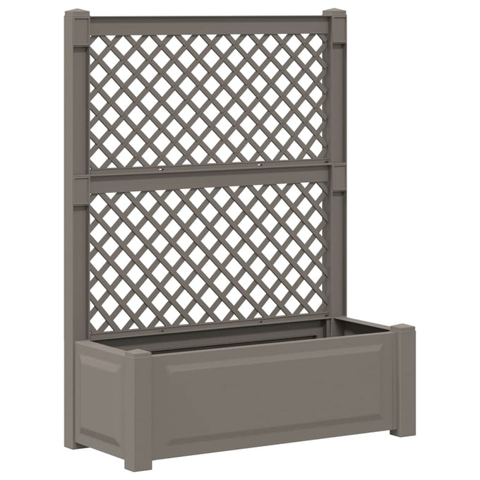 vidaXL - Grote - plantenbak - met - trellis - PP - Grijs