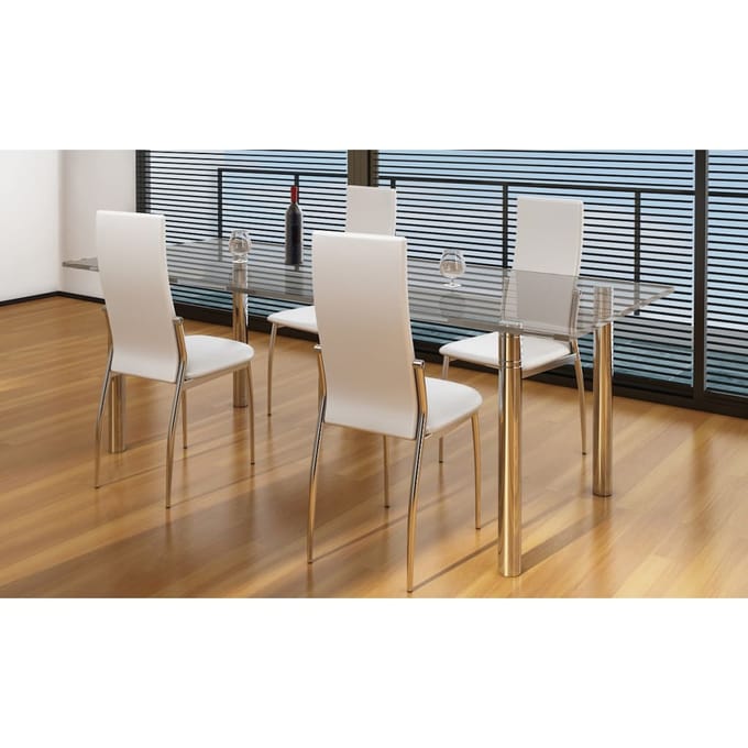 vidaXL - Eetkamerstoelen - 4 - st - kunstleer - wit