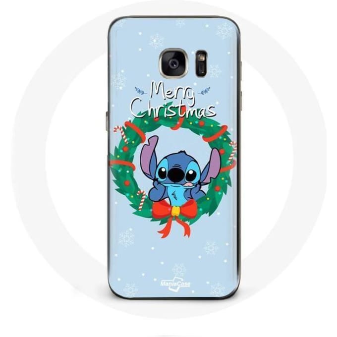 Coque - Samsung - Galaxy S7 - Souple - Stitch neige joyeux Noël - Bleu bleu