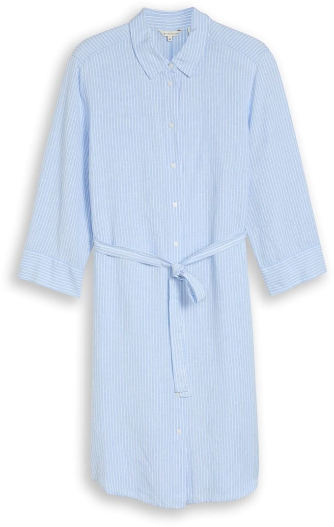 Tom Tailor - Plus Size - Blousejurk met linnen - Maat 46 - fjord blue irregular stripe