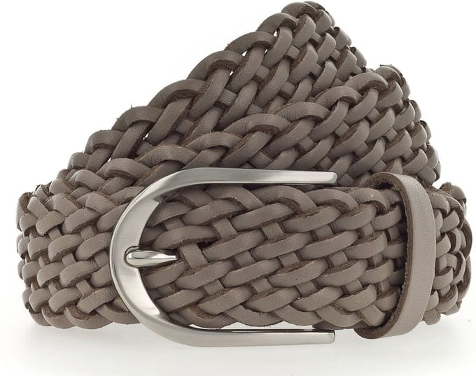 Vanzetti Leren Riem Braided Women's Leather Belt W100 Taupe Grijs