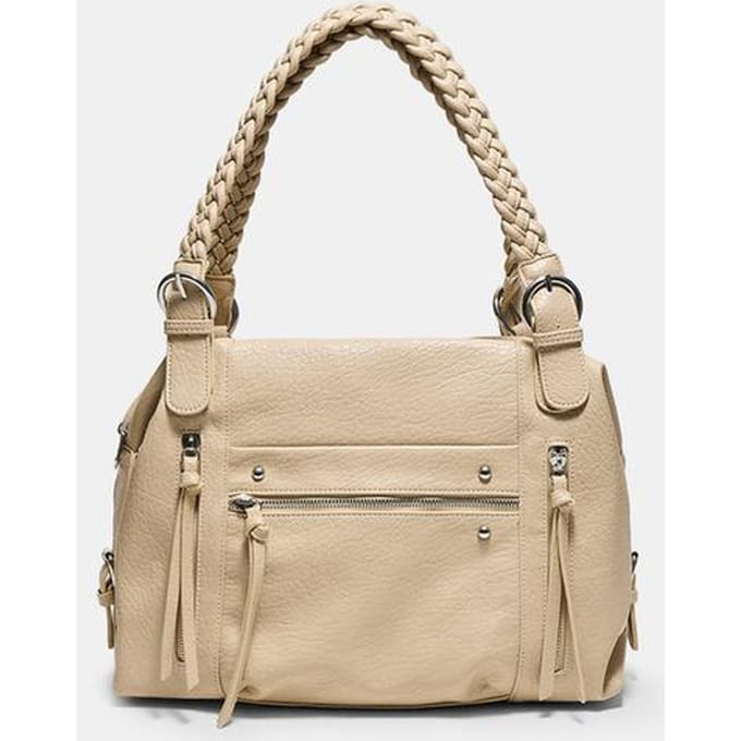 Stradivarius Schoudertas met gevlochten handvat  Beige OS