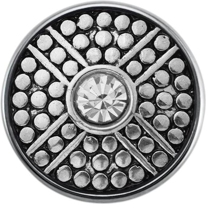 Quiges - Dames Click Button Drukknoop 18mm Zirkonia Symbool - EBCM351