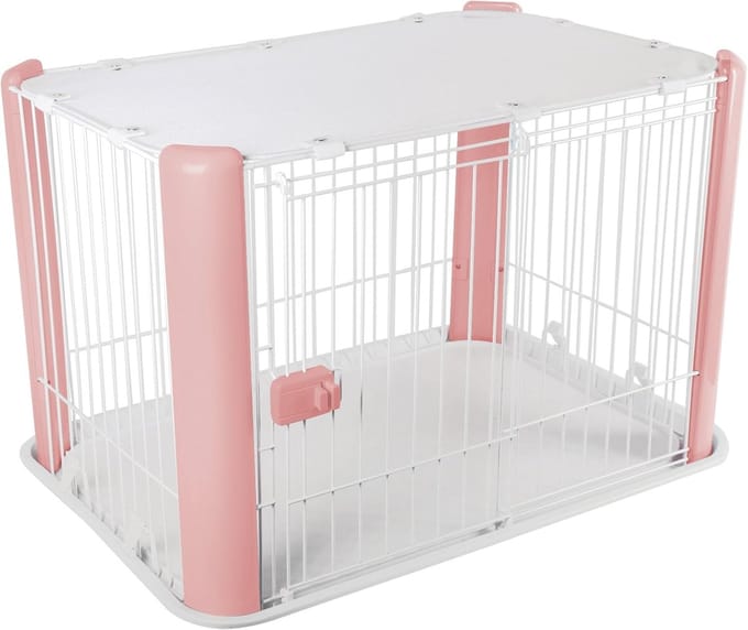 Famanu - Hondenkooi met netdak, roze