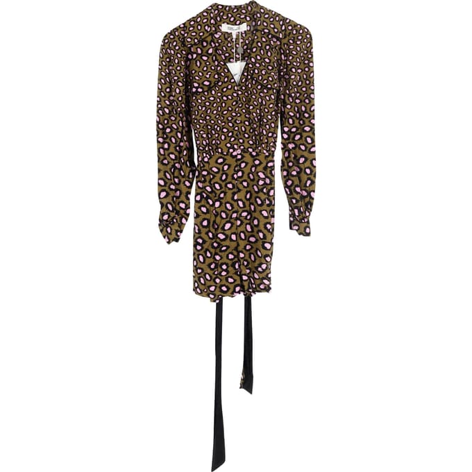 Diane Von Furstenberg Ella Playsuit met wikkeleffect en luipaardprint in veelkleurige viscose