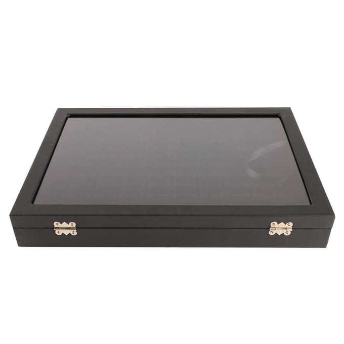 Ring Display Case Organizer met Transparant Deksel 100 Sleuven Sieraden Knopjes Oorbellen Dienblad Houder gray