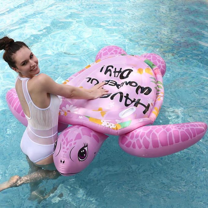 Originele Super Grote Water Opblaasbare Mount Schildpad Drijvend Bed Roze Schildpad Drijver roze