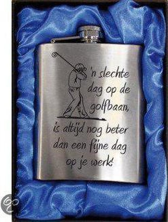 Zakfles - Golfbaan - Golfer (inhoud 210 ml)