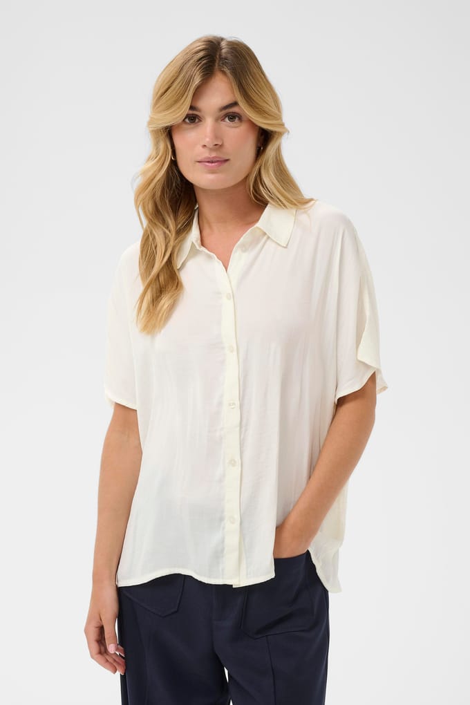 Saint Tropez MadsineSZ SS Shirt Dames Overhemd - Winter White