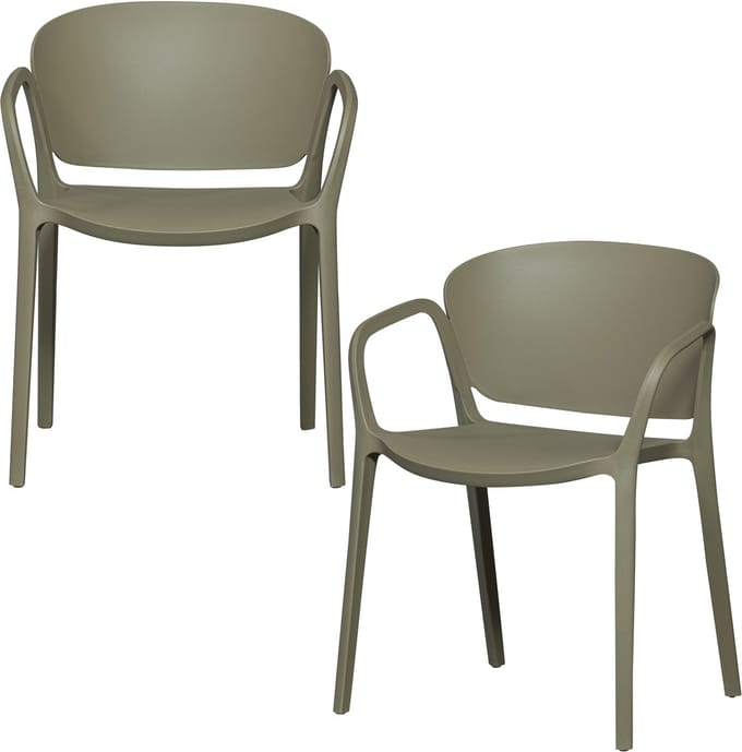 WOOOD Bent Tuinstoelen - Kunststof - Groen -Set van 2