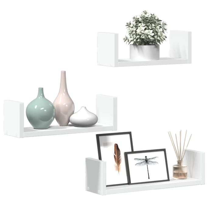 vidaXL - Wandschappen - 3 - st - bewerkt - hout - wit
