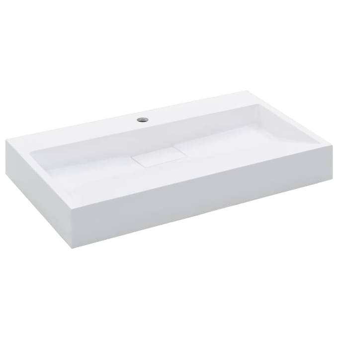 vidaXL - Wastafel - 80x46x11 - cm - mineraal - gegoten/marmer - gegoten - wit