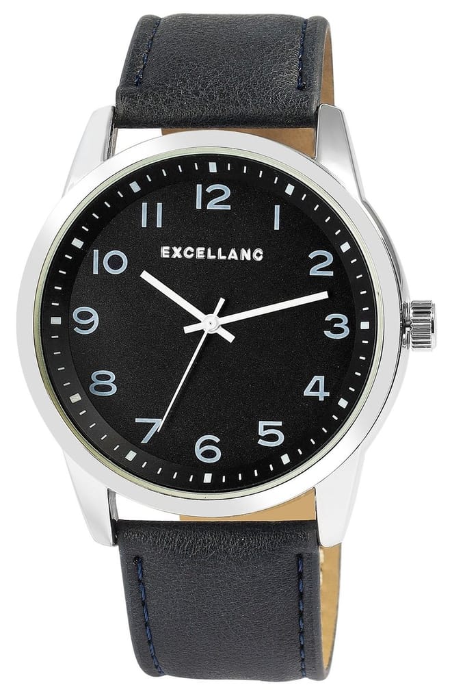 EXCELLANC Herenhorloge lederimitatie Mineraalglas