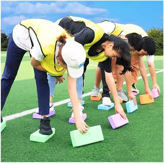 Spelattributen - Teamwork stenen - Teambuilding activiteit - Antislip oppervlak - 3 stuks - Geel