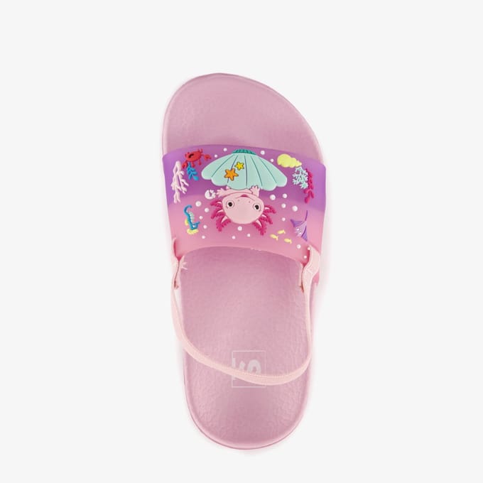 Roze meisjes badslippers met axolotl - Maat 24