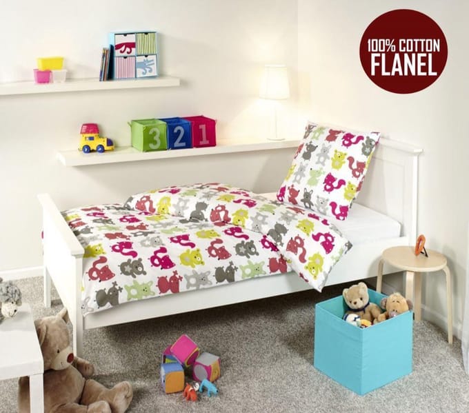 Luxe Flanel Dekbedovertrek 1 persoons Forest Friends