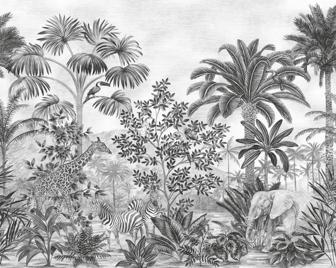 Fotobehang Jungle Evolution - Zwart - 2,80m X 350cm