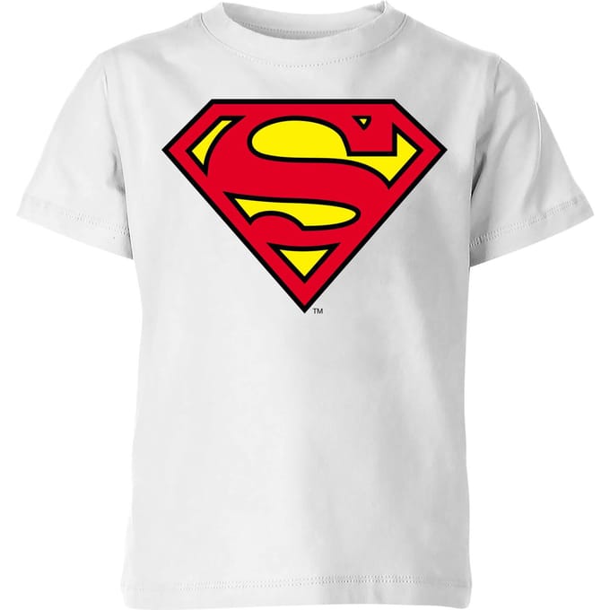 Official Superman Shield Kids' T-Shirt - White - 98/104 (3-4 jaar)